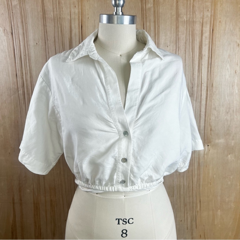 & Other Stories Cropped Button Tie Blouse